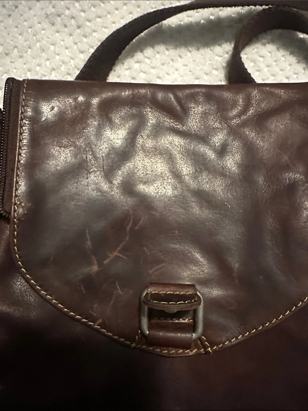 Women's Brown Leather Flap Backpack - Casual Everyday Carry